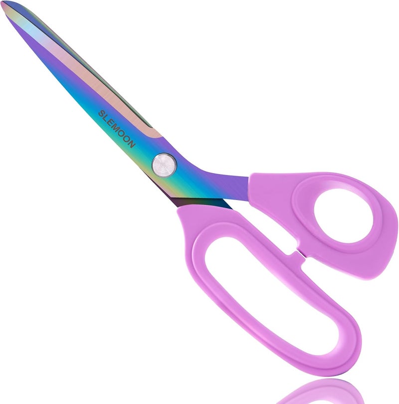 SLEMOON 10-Inch Scissors All Purpose - Sharp and Colorful Blades,Fabric, Leather, Craft Scissors with Soft Comfort Grip, Light Purple,Gift Idea for Sewing, Crafting, Office, Home - Image 1